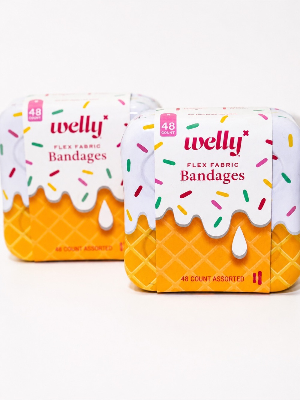 Welly Ice Cream Bandages 48 (X2) Count Flex Fabric Pink Travel Kits (2)